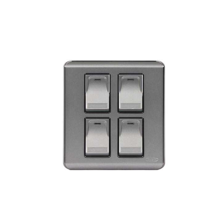 HEE Magnolia Gray 4 Gang 1 Way Switch