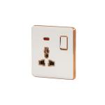 HEE Magnolia White 3 Pin Multi Socket With Switch