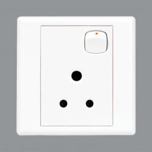 Orange 5A 3 Pin Socket with Switch