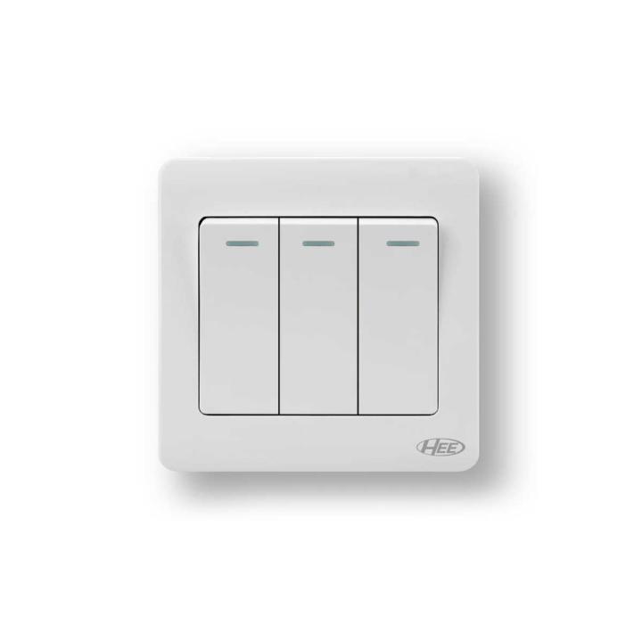 HEE Rose White 3 Gang 1 Way Switch