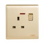 HEE Elegant Gold 13A 3 pin Flat Socket with Switch
